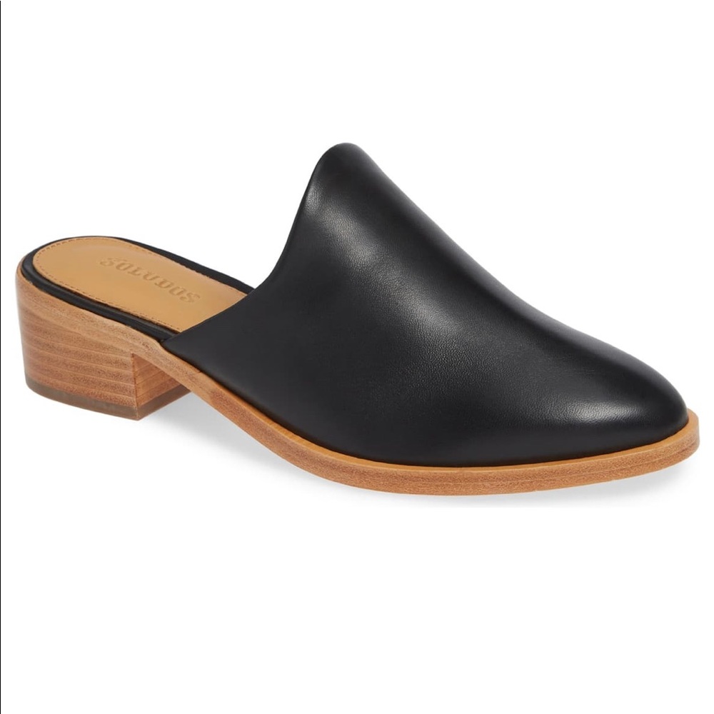 Soludos Venetian mules in black, size 10